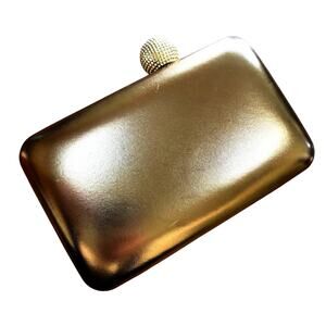 Nina evening bag converts to clutch dressy purse gold metallic faux leather